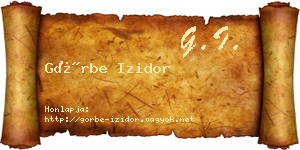 Görbe Izidor névjegykártya